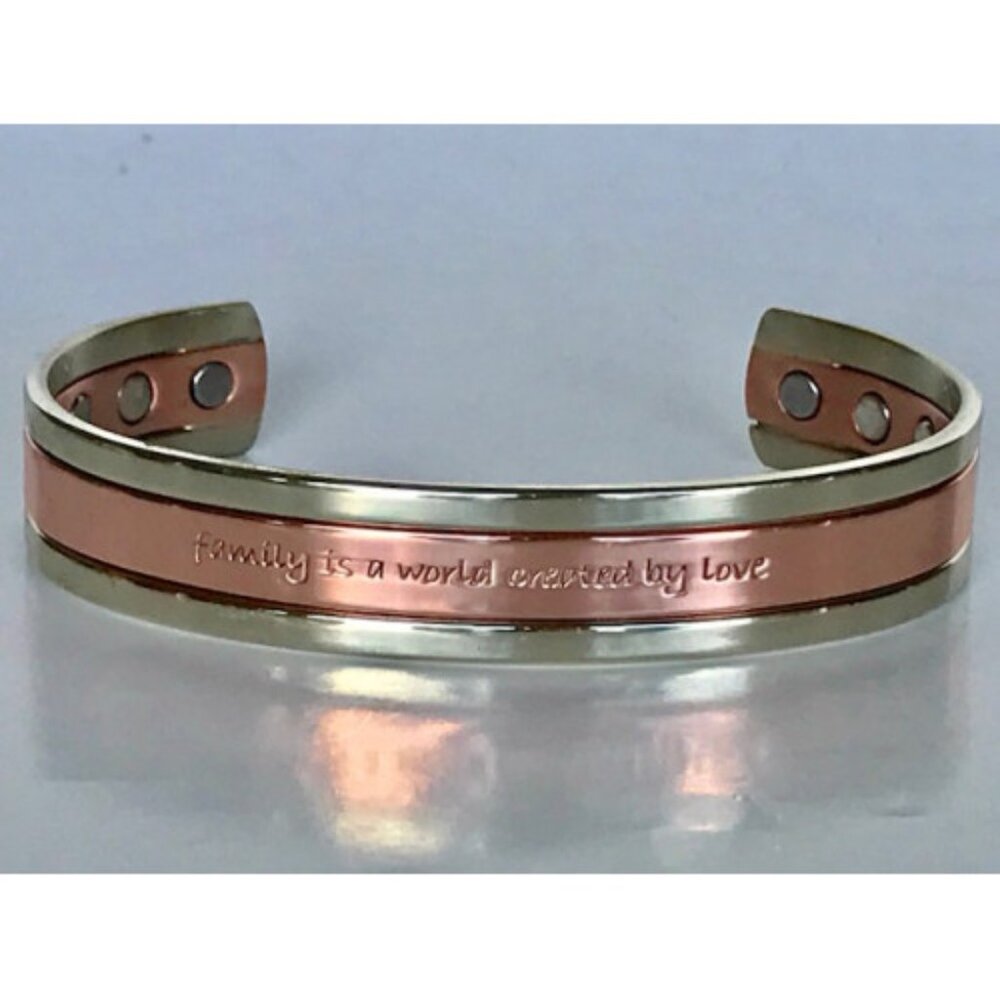 "Family is a world created by love" Solid Handmade Copper Cuff Bracelets